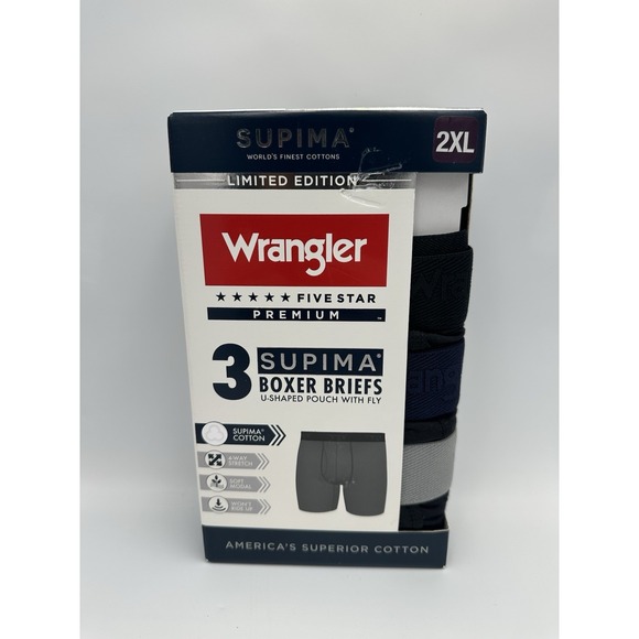 Wrangler Men's‎ Supima ComfortFlex Stretch Boxer Briefs, 3-Pack 2XL - Picture 1 of 3